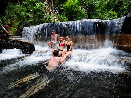 Hot Springs Destination Resort: Recommended by Parents Magazine, the beautiful Tabacón Grand Spa Thermal Resort in Costa Rica not only boasts many springs, but abundant hot waterfalls as well, for the ultimate in family relaxation and fun. (photo courtesy of Costa Rican Tourism).