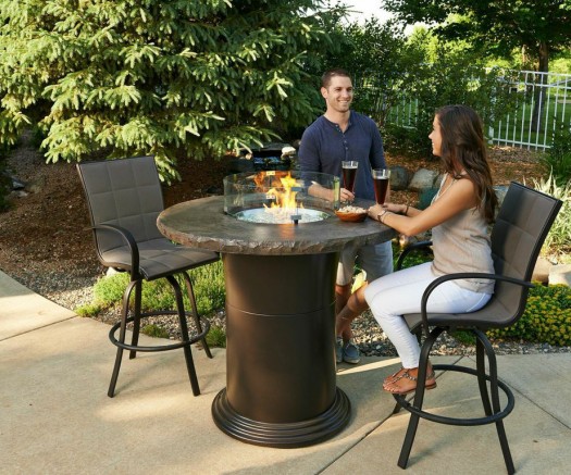 Bar Fire Pit: Raised fire pits can double as a bar for sitting. They also come with burner covers when you don’t want a flame.