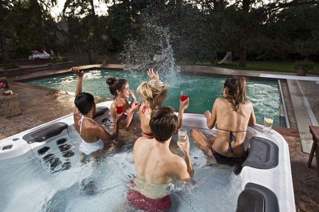 Corporate Hot Tubs: The hot tub home experience has gone corporate according to recent trend watchers. Some young entrepreneurs held a post-win party, for example. No doubt it looked something like this Bullfrog Spas’ photo.