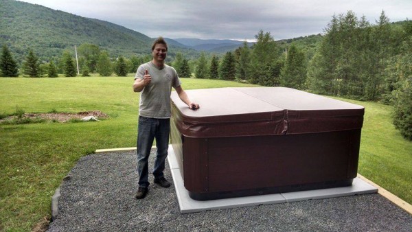 Best Hot Tubs Client (Windham/NY): We love sharing photos of happy Bullfrog Spas clients -- this one was a Bullfrog Spa delivered by our team in Hunter Windham — not far from where our reviewer Eric Rodabaugh lives!