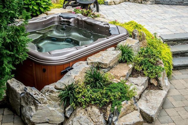 Set in garden hot tub installation