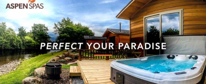 Feature Photo of Aspen Spaon deck near wooded landscape with copy: perfect Your Paradise