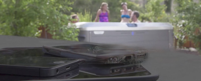 Feature Photo of teens in bathing suits standing around a backyard hot tub