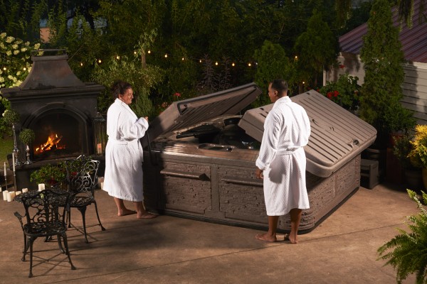 Cleaning Hot Tubs: As we mentioned above, and especially if the spa water hasn’t been changed in a few months, just before the chilly weather arrives, drain and clean the hot tub. Photo: Strong Spas If you are cleaning your spa yourself, here’s some steps for cleaning a Strong Spa — one of the spas we have in stock: