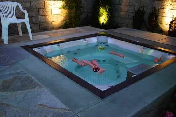 Fair-Lane Hotel Spa Floaters: For Halloween the hotel added plastic arms and legs as floaters for their spa.