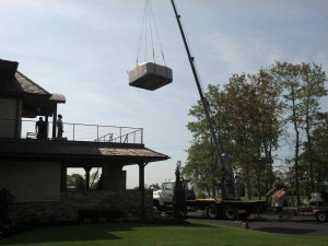 Hot Tub Delivery: Catskills - This one in the Catskills required a crane to get this heavy hot tub up on the level the clients wanted.