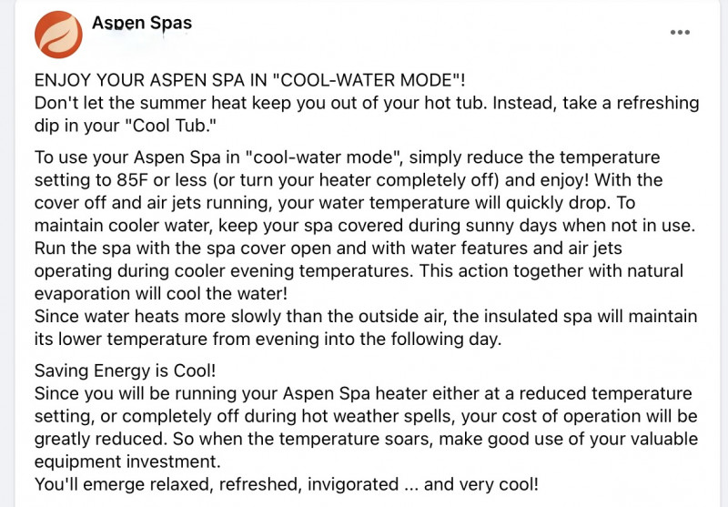 Aspen Spas: How To Coll Your Hot Tub Water In Summer